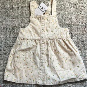 NEW Zara Denim Floral Cream Kids Dress